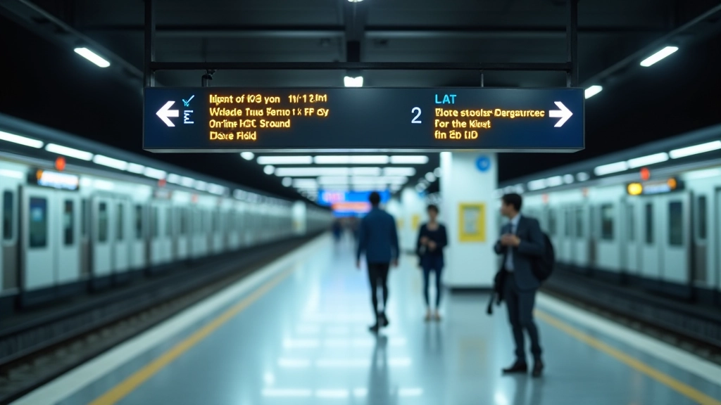 Modern MRT station with clear signage showing line directions and passenger flow patterns